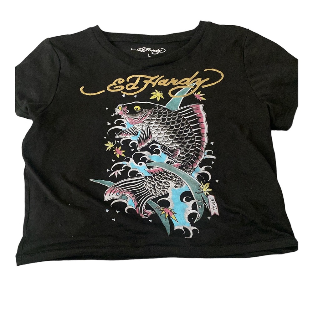 Black Ed Hardy crop top.